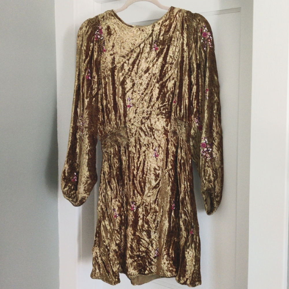 Anthropologie Nicoline Velvet Embroidered Tunic